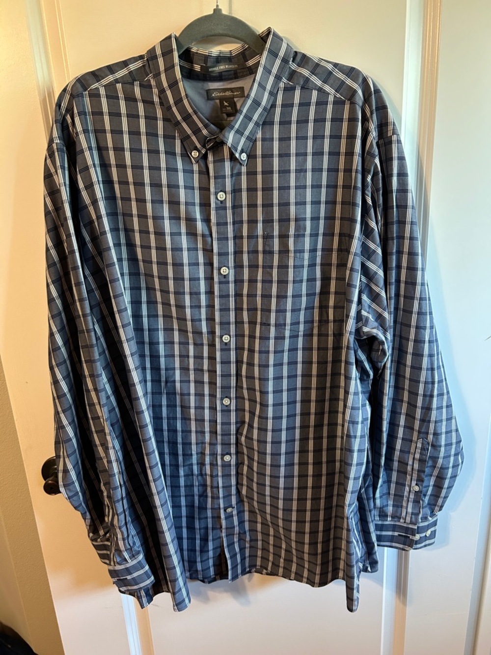 Eddie Bauer Navy and Gray Plaid Button-Down Shirt
0002